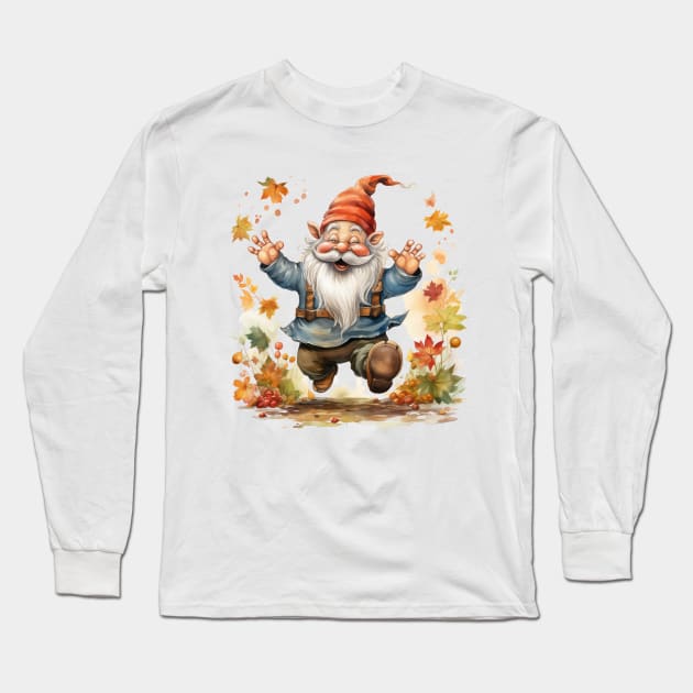 Autumn Happy Gnome #13 Long Sleeve T-Shirt by Chromatic Fusion Studio